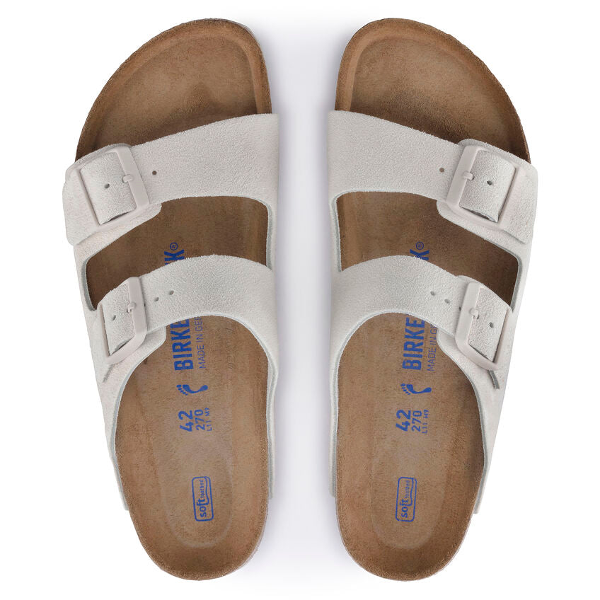 Birkenstock USA' Women's Arizona Suede Leather Sandal - Antique White Trav's Outfitter