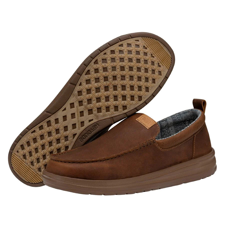 Hey Dude' Men's Wally Grip Moc Craft Leather Brown Sunset
