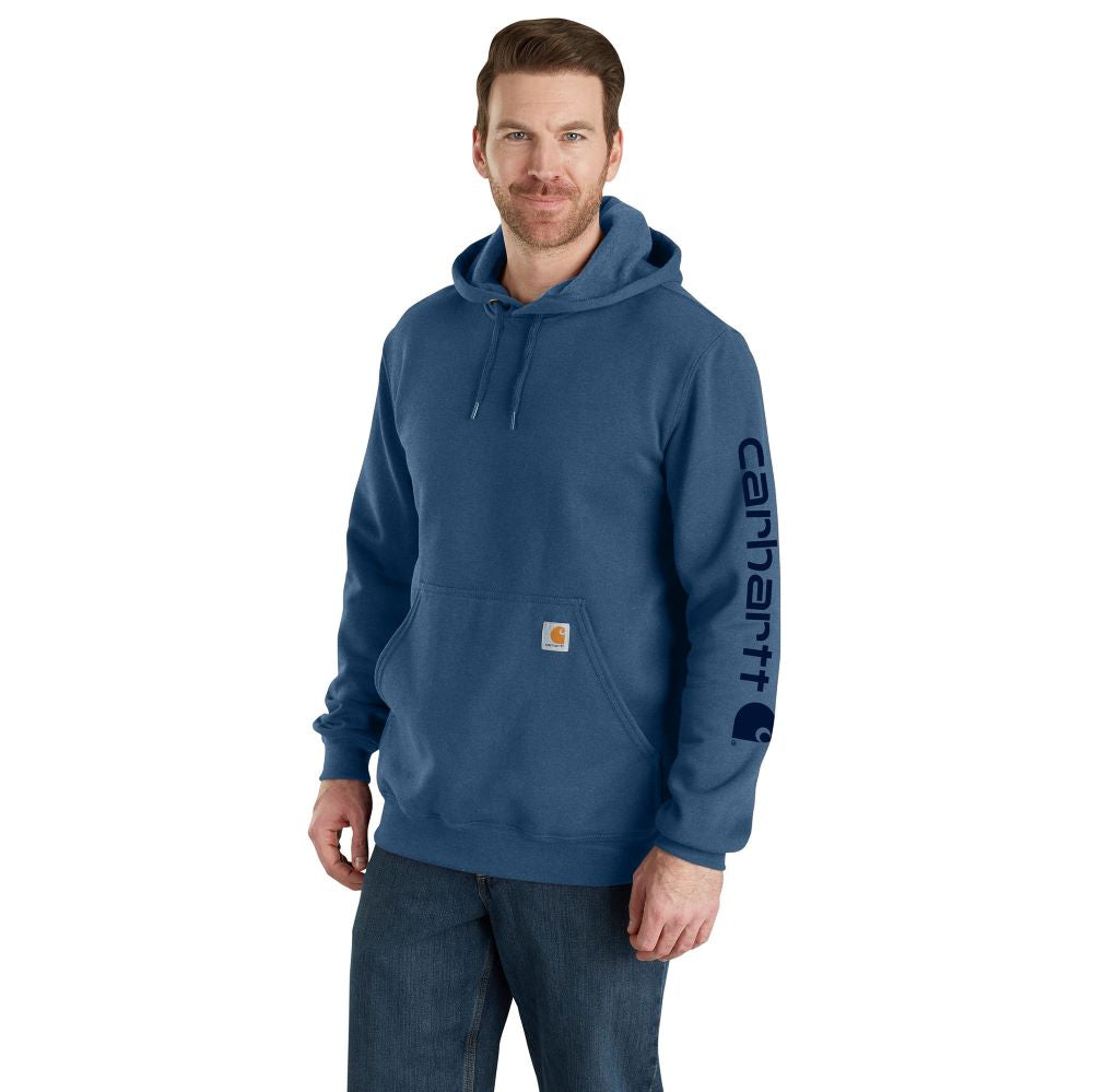 Carhartt' Men's Midweight Sleeve Logo Hoodie - Deep Ocean Heather