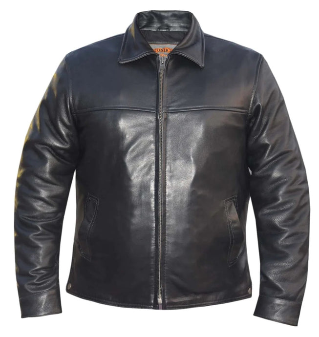 'Unik' Men's Premium Cowhide Leather Jacket w/Zip Out Liner - Black