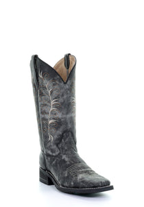 'Corral' Women's 12" Embroidered Western - Black / Sand