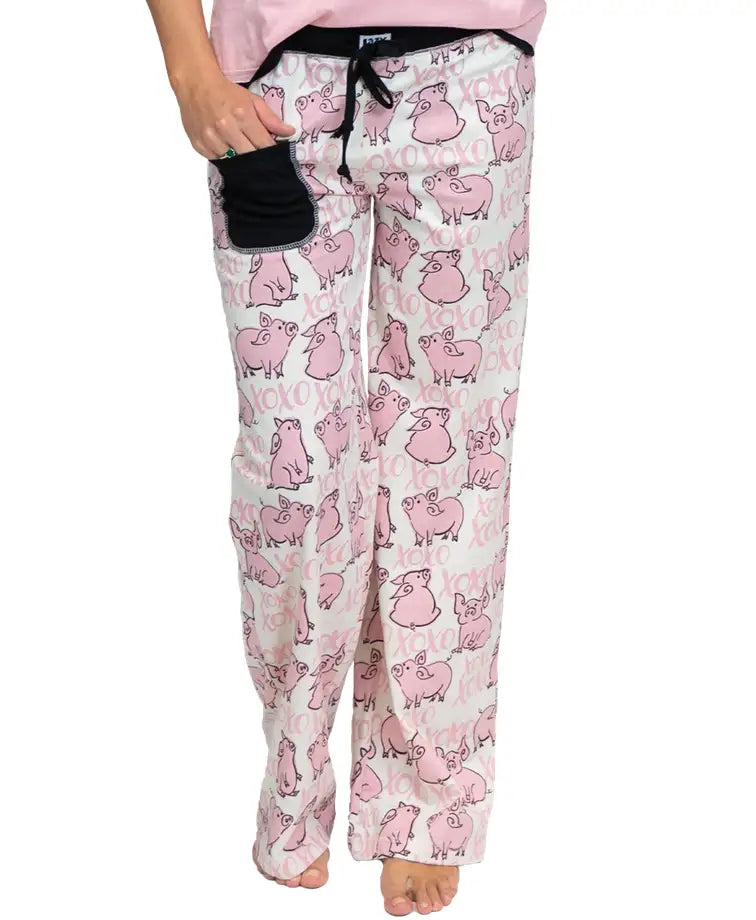 'Lazy One' Women's Hogs & Kisses PJ Pant - Pink