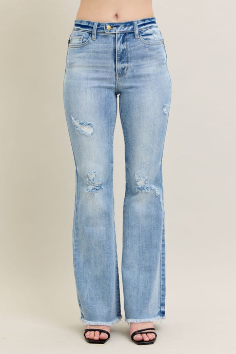 'Judy Blue Jeans' Women's High Waisted Flare with Shield Pockets - Light Blue