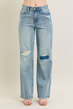 'Judy Blue Jeans' Women's High Rise Distressed Straight Leg Jeans - Medium Blue (Plus Size)