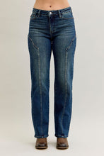'Judy Blue Jeans' Women's MR Straight Western Seam Detailed Jeans - Dark Wash