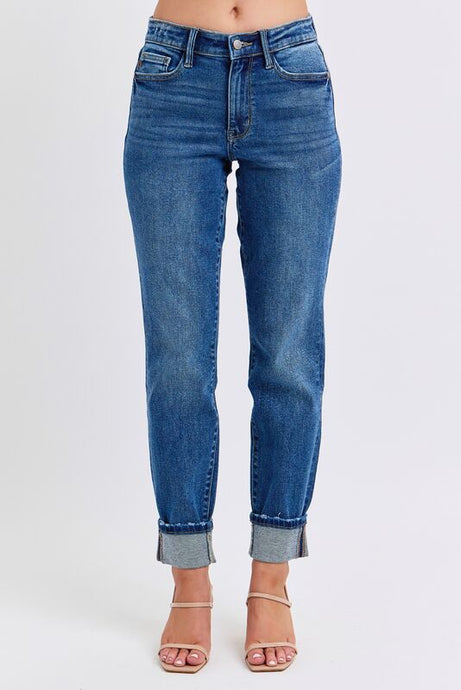 'Judy Blue Jeans' Women's Mid Rise Vintage Wash Boyfriend Jeans - Blue