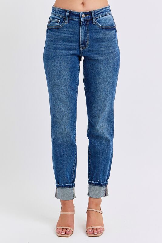 'Judy Blue Jeans' Women's Mid Rise Vintage Wash Boyfriend Jeans - Blue (Plus Size)