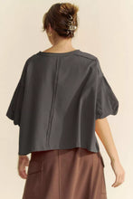 'Davi&Dani' Women's Puff Elbow Sleeve Top - Charcoal (Plus Size)