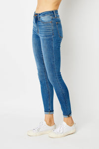 'Judy Blue' Women's High Waist Skinny Cuffed Jeans - Medium Blue Wash (Ext. Sizes)