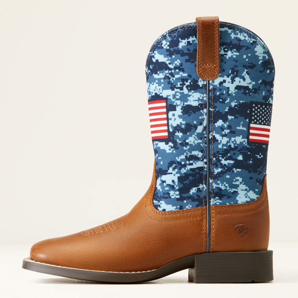 'Ariat' Youth Patriot Western Square Toe - Grand Canyon / Blue Camo