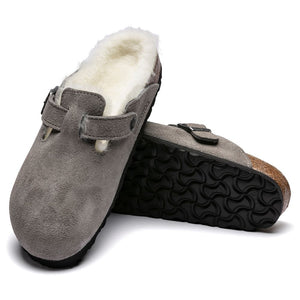 'Birkenstock' Women's Boston Shearling - Stone Coin / Natural