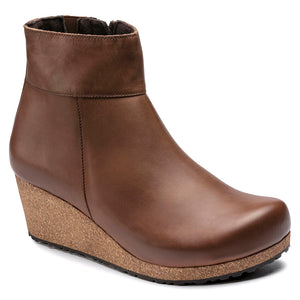 'Birkenstock USA' Women's Ebba Leather Wedge Ankle Boot - Cognac