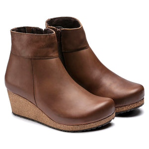 'Birkenstock USA' Women's Ebba Leather Wedge Ankle Boot - Cognac
