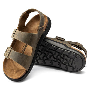 'Birkenstock' Men's Milano Rugged Oiled Leather Sandal - Faded Khaki