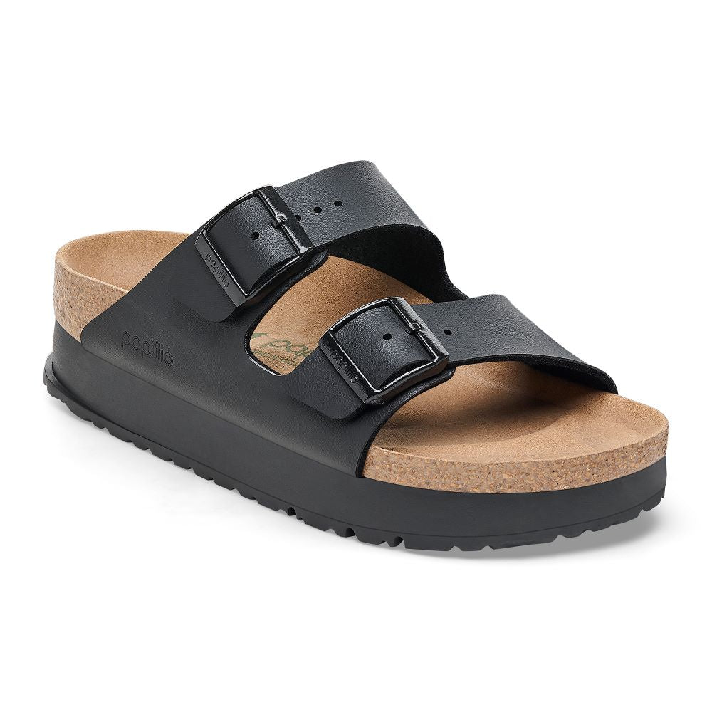 'Birkenstock' Women's Arizona Flex Platform Birko-Flor Sandal - Black