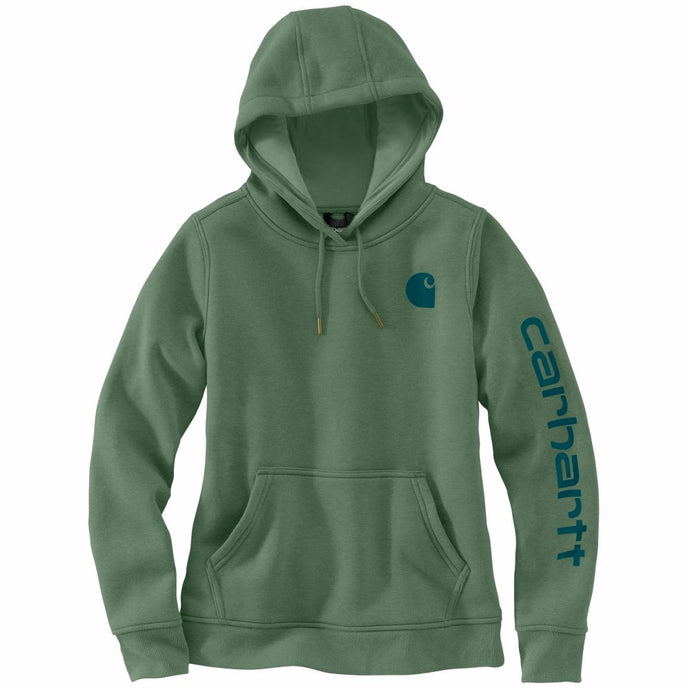 'Carhartt' Women's Clarksburg Sleeve Logo Hoodie - Frosted Balsam