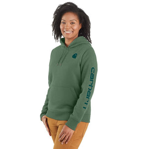 'Carhartt' Women's Clarksburg Sleeve Logo Hoodie - Frosted Balsam