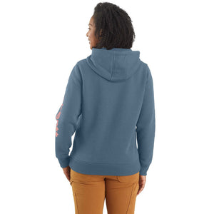 'Carhartt' Women's Clarksburg Sleeve Logo Hoodie - Thundercloud Heather