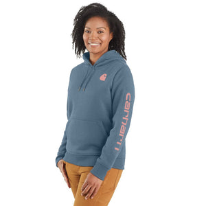 'Carhartt' Women's Clarksburg Sleeve Logo Hoodie - Thundercloud Heather