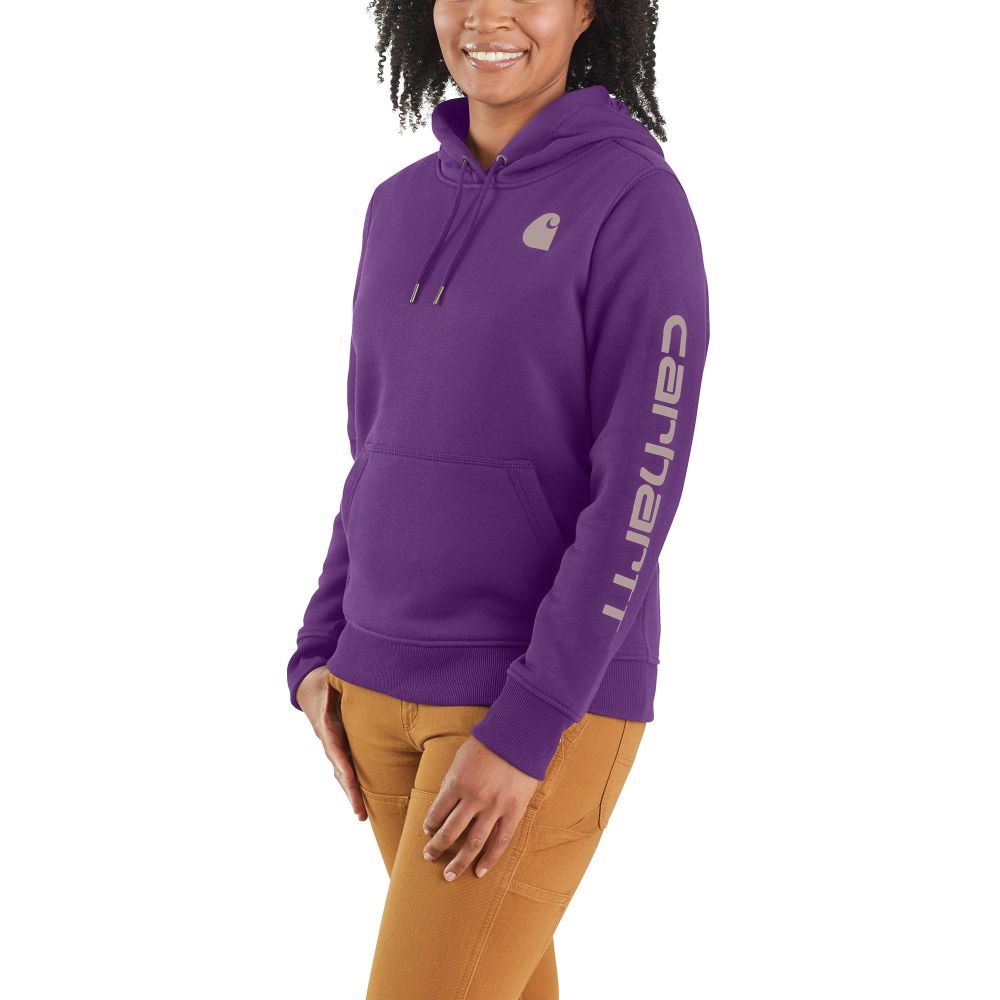 'Carhartt' Women's Clarksburg Sleeve Logo Hoodie - True Purple