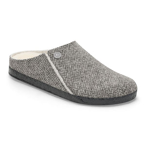 'Birkenstock' Men's Zermatt Shearling Wool Felt Slipper - Herringbone Grey / Natural