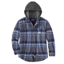 'Carhartt' Men's Rugged Flex® Flannel Fleece Lined Hooded Shirt Jac - Navy