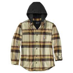 'Carhartt' Men's Rugged Flex® Flannel Fleece Lined Hooded Shirt Jac - Dark Brown