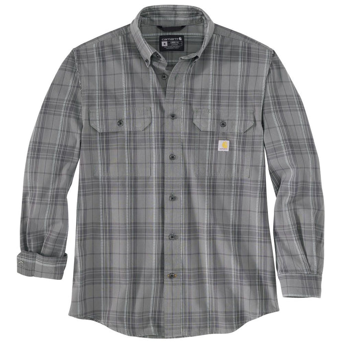 'Carhartt' Men's Midweight Chambray Plaid Button Down - Steel