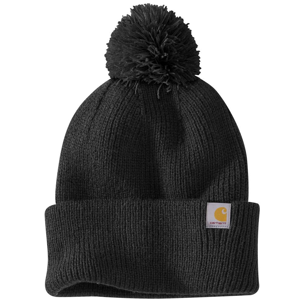 'Carhartt' Women's Knit Pom Pom Cuffed Beanie - Black