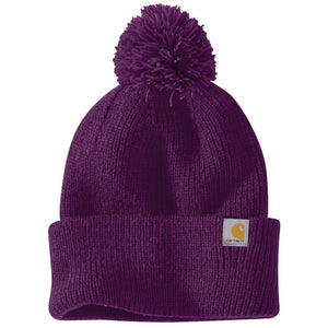 'Carhartt' Women's Knit Pom Pom Cuffed Beanie - Eggplant