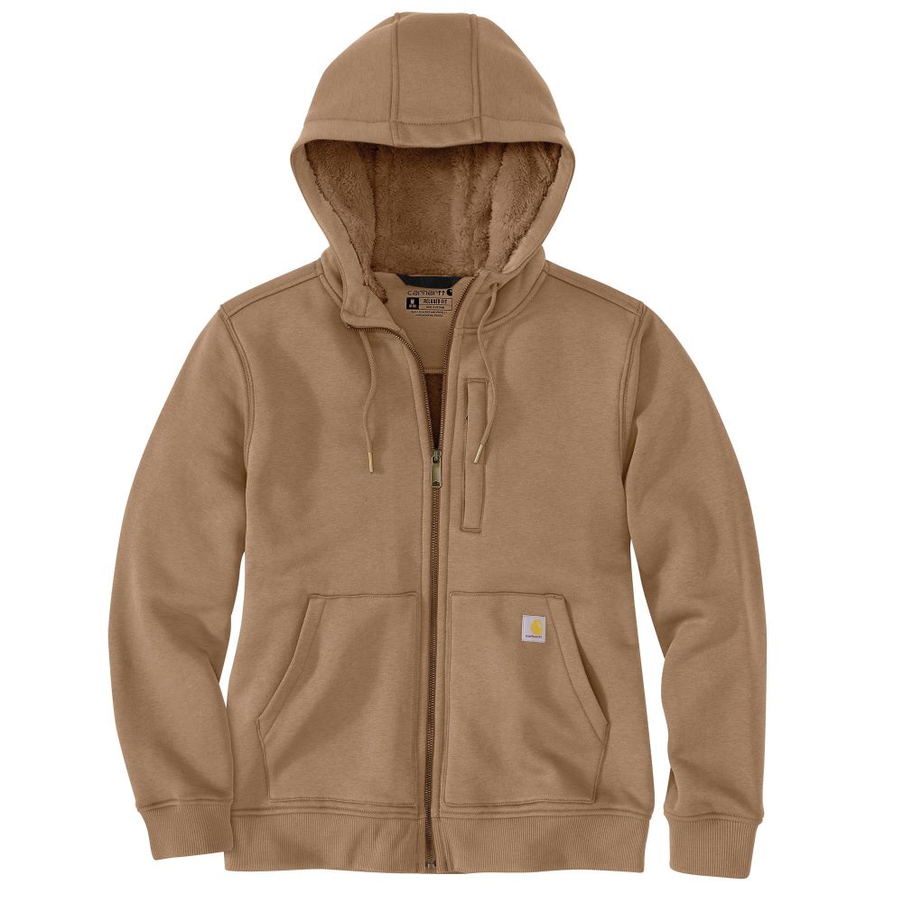 'Carhartt' Women's Midweight Sherpa Lined Full Zip Hoodie - Flaxseed