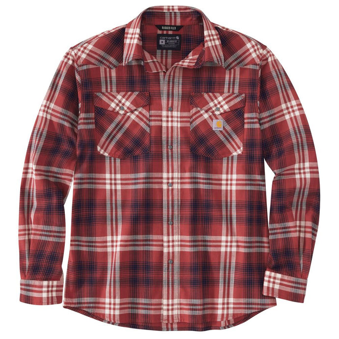 'Carhartt' Men's Montana Snap Plaid - Dark Barn Red