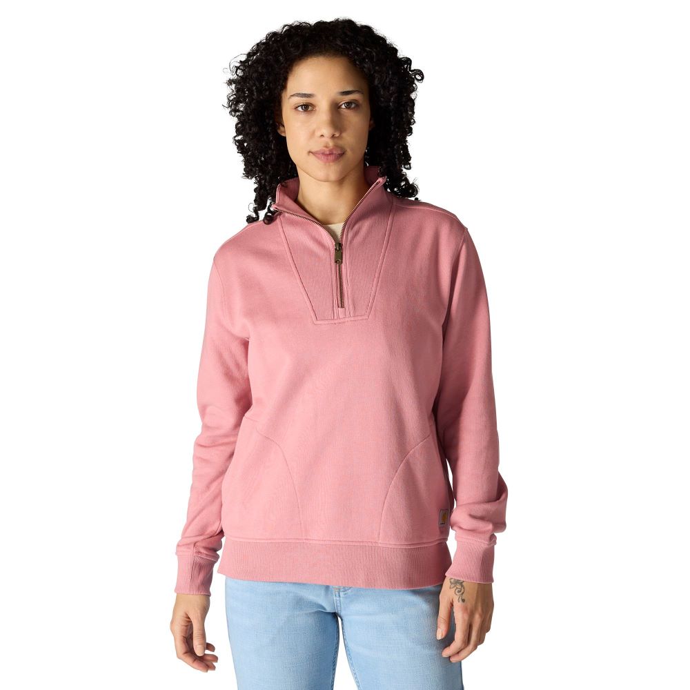 'Carhartt' Women's Relaxed Fit 1/2 Zip - Rose Tint