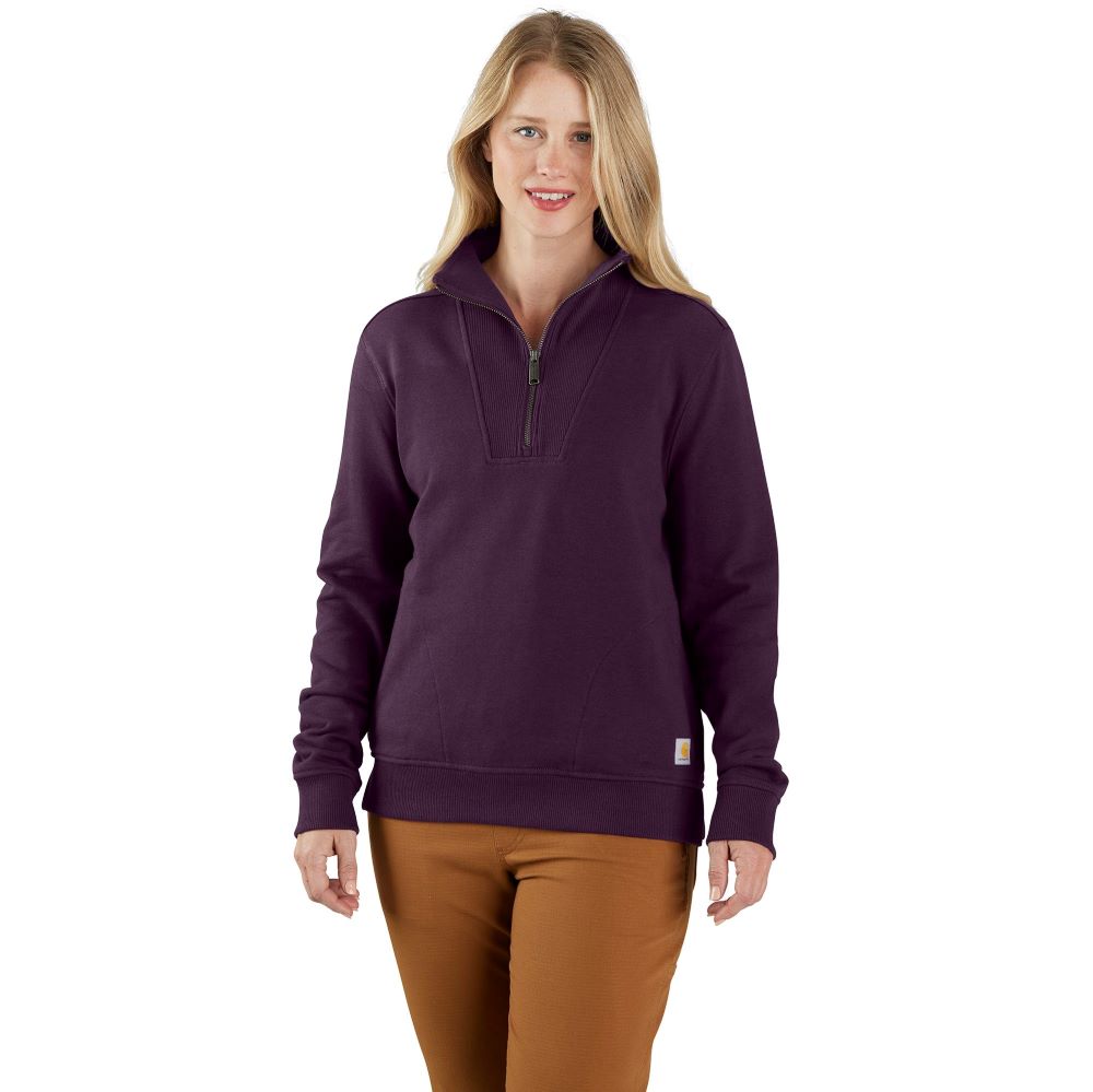 'Carhartt' Women's Relaxed Fit 1/2 Zip - Eggplant