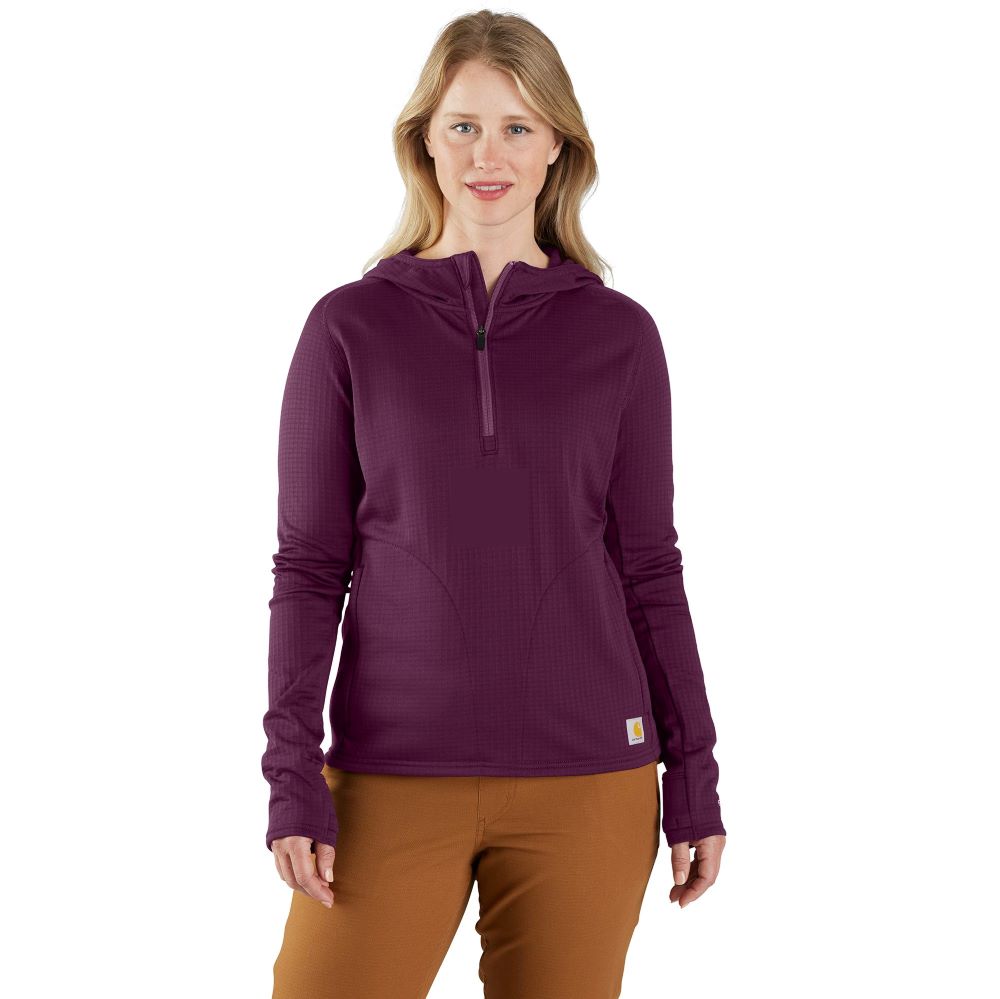 'Carhartt' Women's Force 1/2 Zip Hoodie - Eggplant