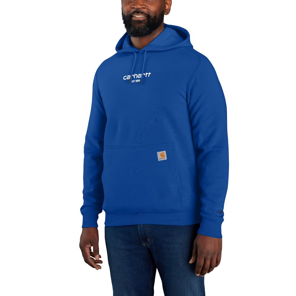 'Carhartt' Men's Force® Lightweight Logo Hoodie - Glass Blue – Trav's ...