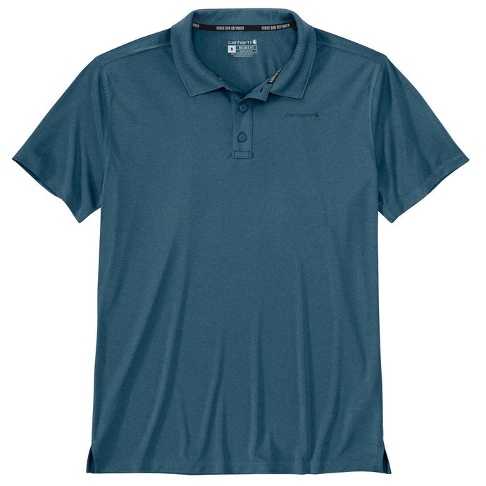'Carhartt' Men's Force Sun Defender Polo - Storm Blue Heather