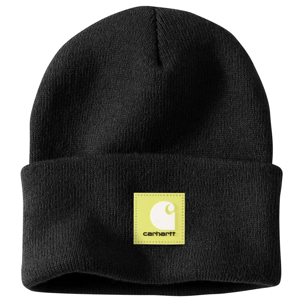 'Carhartt' Knit Rubber Patch Beanie - Black