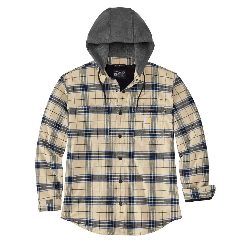 'Carhartt' Men's Flannel Fleece Hooded Jacket - Oat Milk