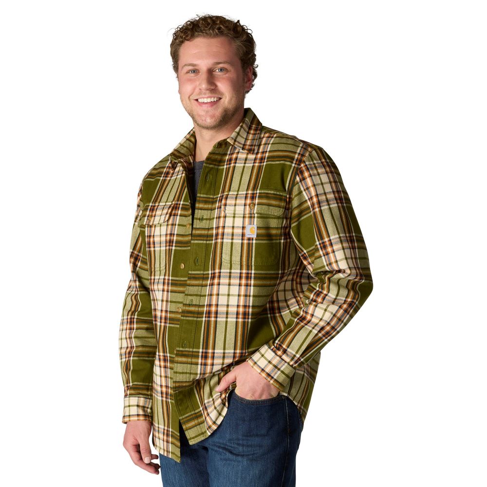 'Carhartt' Men's Heavyweight Plaid Flannel - Dark Bronzed Green