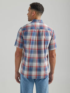 'Wrangler' Men's Rugged Wear® Plaid Button Down - Red / Blue