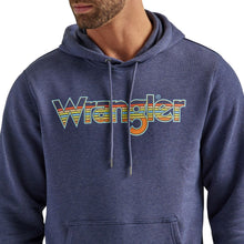 'Wrangler' Men's Multicolor Logo Pullover Hoodie - Denim Heather