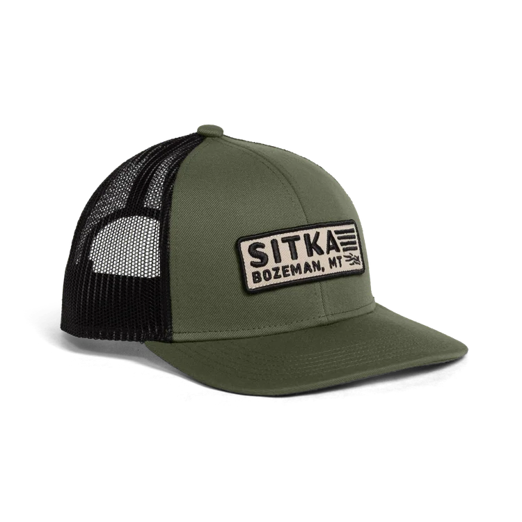 'Sitka' Men's Patriot Mid Pro Trucker Cap - Olive Green