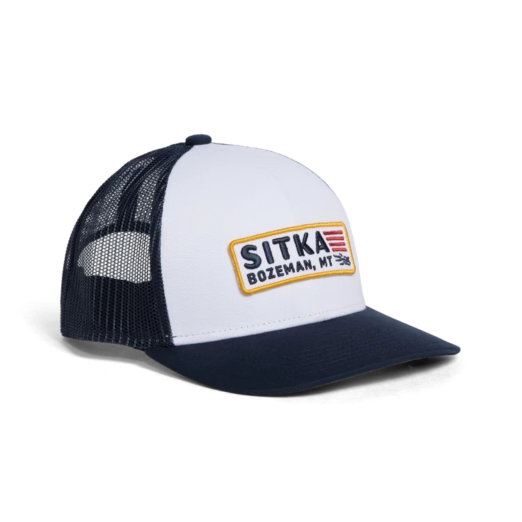 'Sitka' Men's Patriot Mid Pro Trucker Cap - White