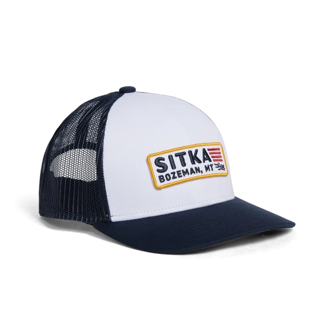 'Sitka' Men's Patriot Mid Pro Trucker Cap - White
