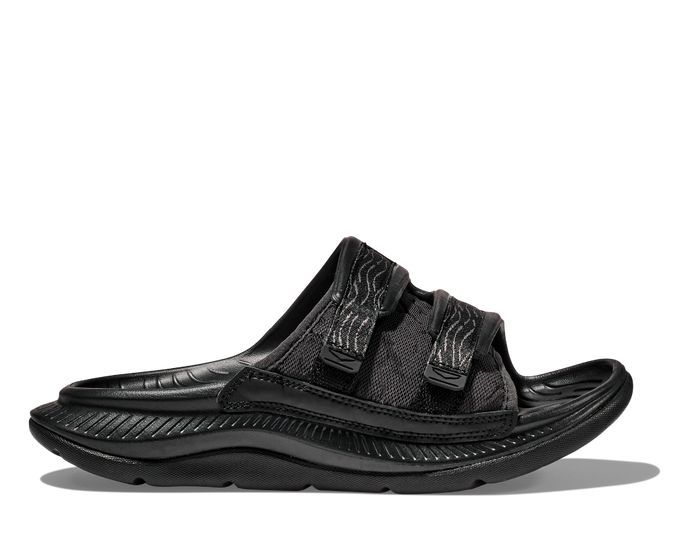 'Hoka' Unisex Ora Luxe Recovery Slide - Black / Black