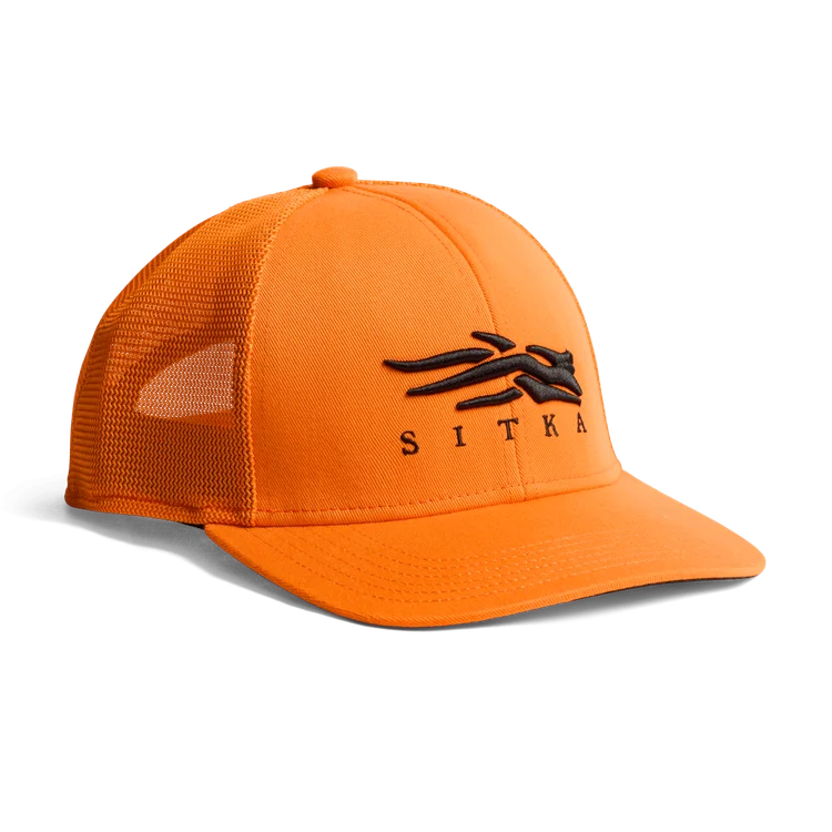 'Sitka' Men's Icon Flex Mid Pro Trucker Cap - Orange / Black