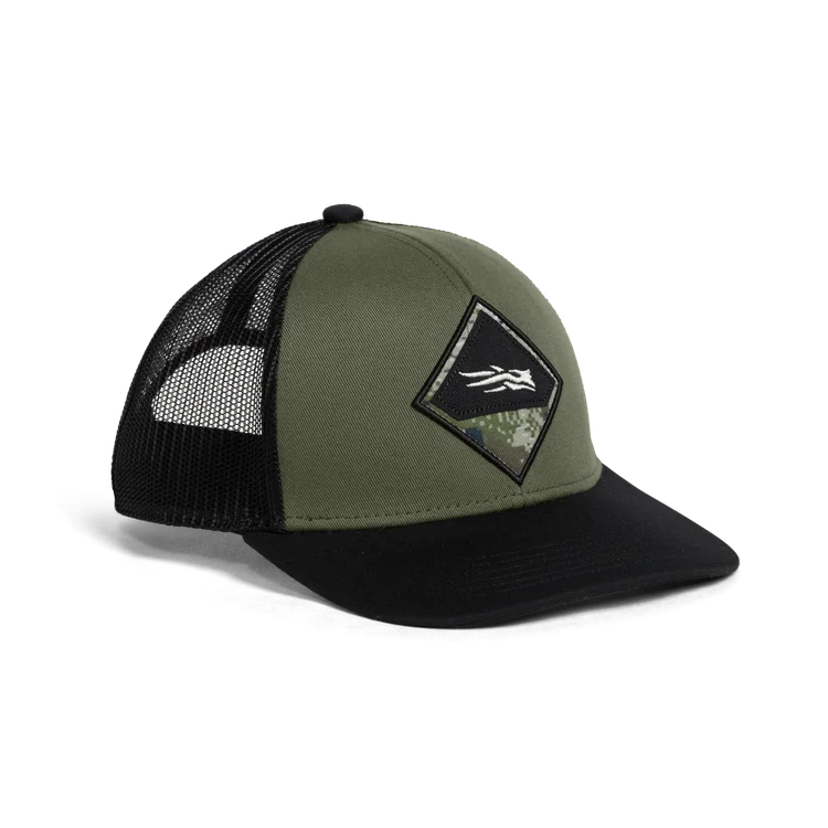 'Sitka' Men's Optifade Badge Mid Pro Trucker Cap - Olive Green