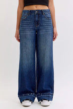 'Cello' Women's Mid Rise Wide Leg with Cuffed Hem - Dark Blue