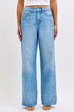 'Cello' Women's High Rise Wide Leg with Side Buttons - Light Blue